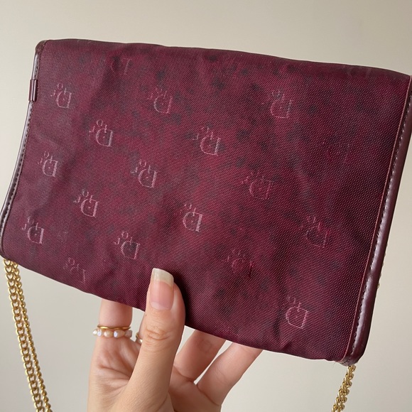 Auth Vintage Dior Monogram Burgundy Canvas Crossbody Bag - Picture 2 of 6